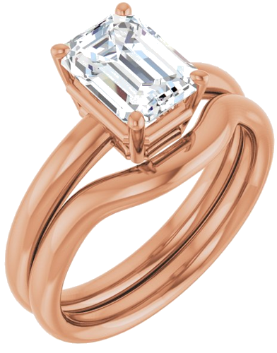 14K Rose 8x6 mm Emerald Engagement Ring Mounting (2)