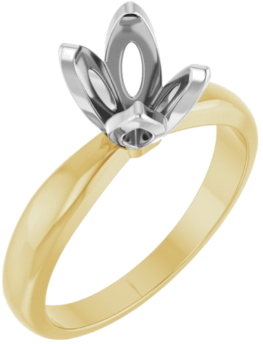 Sužadėtuvių Žiedas „Tulipset® Solitaire“ 14k yellow/white gold Oval 8mm x 6mm (1)