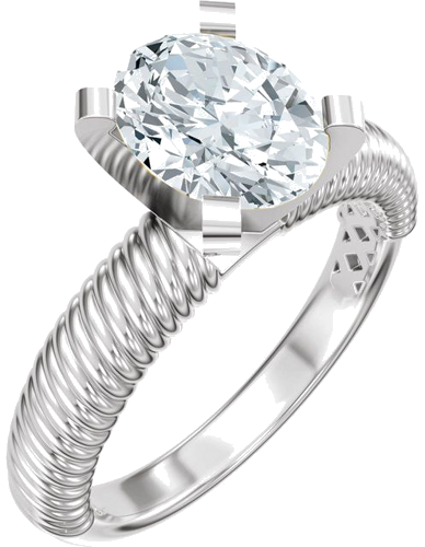 Sužadėtuvių Žiedas „Solitaire Rope“ 14k white gold Oval 8.5mm x 6.5mm (1)