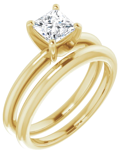 14K Yellow  5 mm Square Solitaire Engagement Ring Mounting (6)