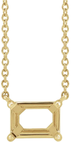 14K Yellow 6x4 mm Emerald Claw Prong 18  Necklace Mounting (1)