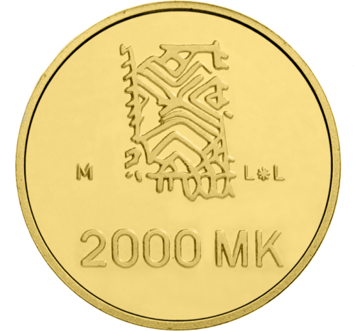 1995 Финляндия 50 лет Мира 2000 марок золотая монета (2)