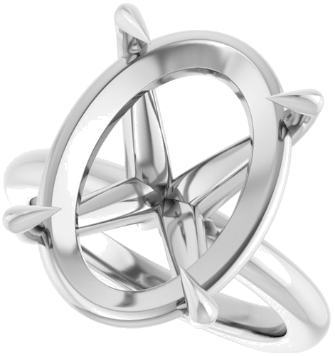 Sužadėtuvių Žiedas „Claw-Prong Euro Shank“ 14k white gold Oval 18mm x 13mm (5)