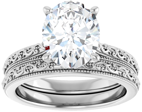 Sužadėtuvių Žiedas „Solitaire Sculptural“ 14k white gold Oval 10mm x 8mm (8)
