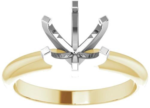 14K Yellow   White 3.2-3.4 mm Round 6-Prong Solitaire Ring Mounting (3)