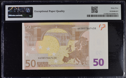 2002 50 eurų banknotas PMG GEM UNC 65 (3)