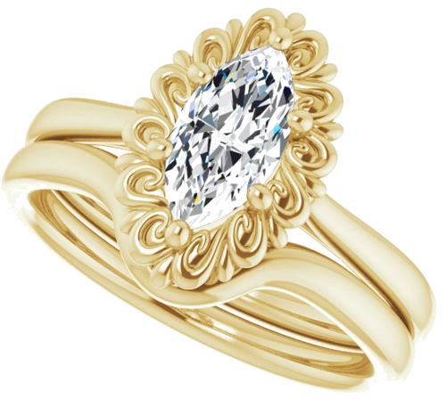Sužadėtuvių Žiedas „Solitaire“ 14k yellow gold Marquise 9mm x 4.5mm (10)
