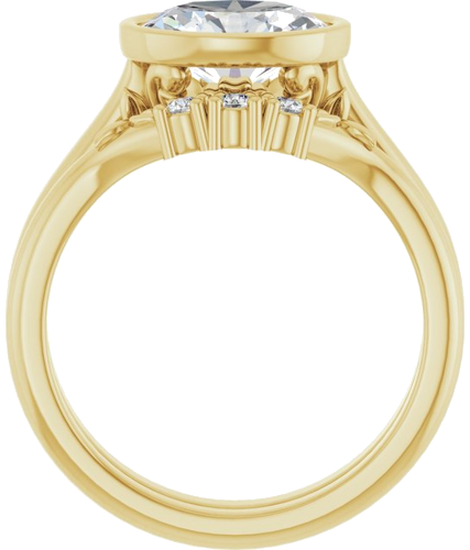 Sužadėtuvių Žiedas „Bezel-Set“ 585 Geltonojo Aukso Oval 9mm x 7mm (7)