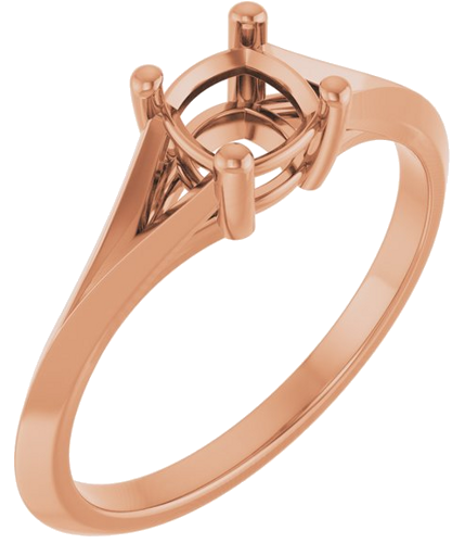 Sužadėtuvių Žiedas „Solitaire Split Shank“ 14k rose gold Cushion 5mm (1)