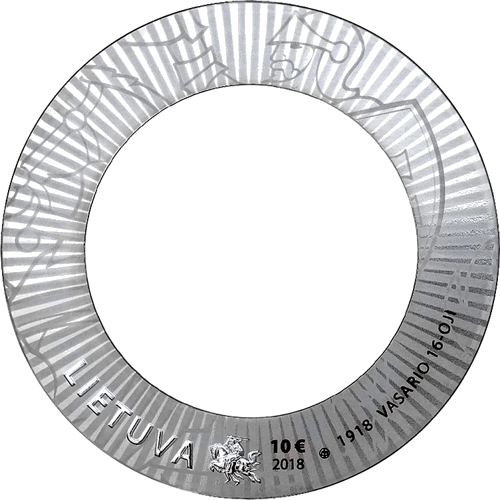 2018 Lietuva Ginkluotosios pajėgos ir sukarintos struktūros 10 eurų sidabrinė moneta (1)