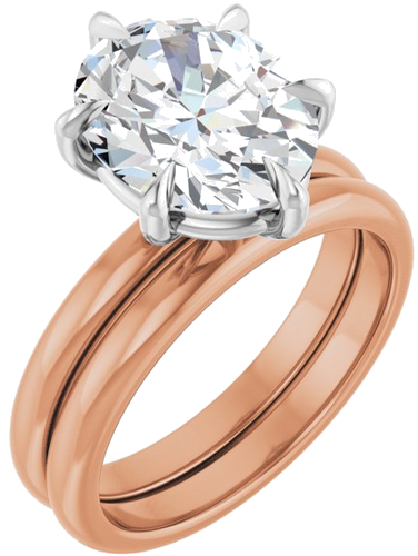 Sužadėtuvių Žiedas „Claw-Prong“ 14k rose/white gold Oval 11mm x 9mm (6)