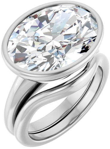 Sužadėtuvių Žiedas „Bezel-Set Solitaire“ 14k white gold Oval 16mm x 12mm (6)