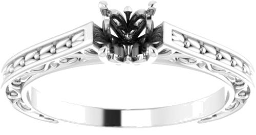 Sužadėtuvių Žiedas „Solitaire“ 585 Baltojo Aukso Round 5.2mm (3)