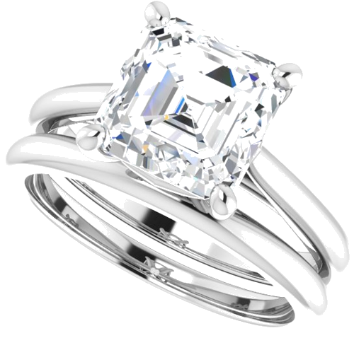 Sužadėtuvių Žiedas „Solitaire“ 585 Baltojo Aukso Asscher 8mm (10)