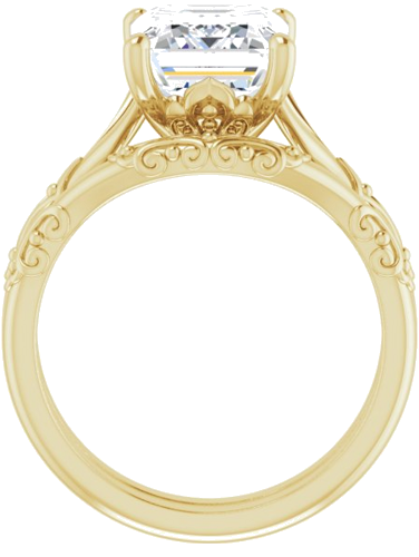 Sužadėtuvių Žiedas „Solitaire Sculptural“ 14k yellow gold Emerald 10mm x 8mm (7)
