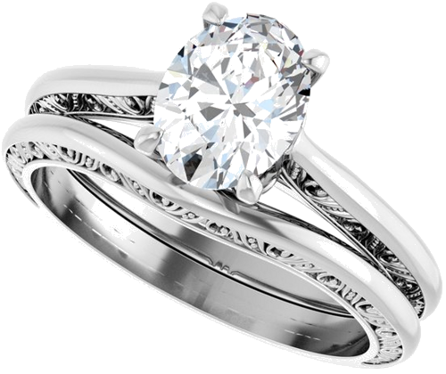 Sužadėtuvių Žiedas „Solitaire Sculptural“ 950 Platinos Oval 8mm x 6mm (10)