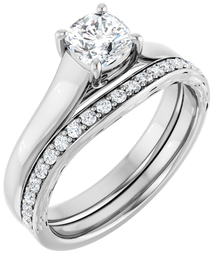 Sužadėtuvių Žiedas „Solitaire“ 10k white gold Cushion 5mm (13)