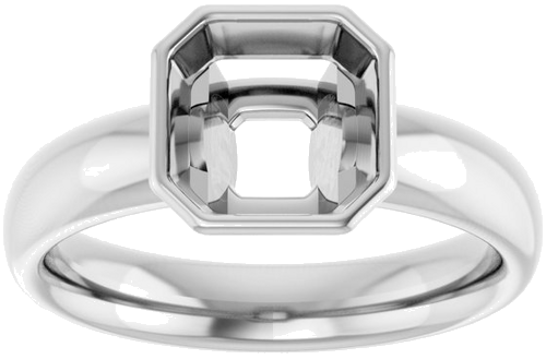 Sužadėtuvių Žiedas „Bezel-Set Solitaire“ 14k white gold Asscher 7mm (3)