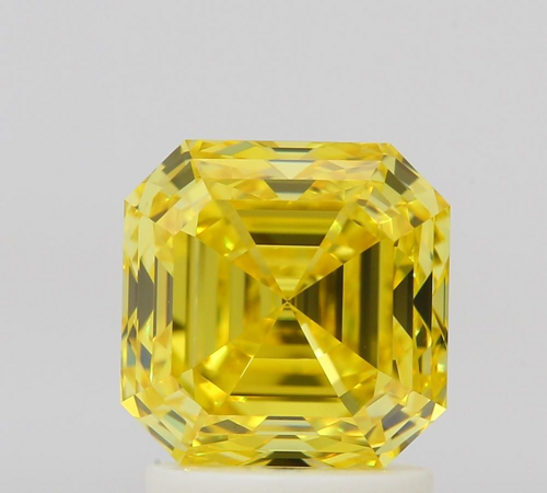 2.02 carat Fancy Vivid Yellow-VS1 Natūralus Asscher Deimantas (1)
