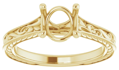 Sužadėtuvių Žiedas „Solitaire Scroll“ 14k yellow gold Oval 8mm x 6mm (3)