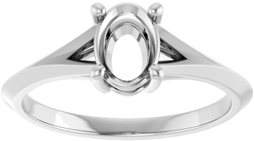 14K White 7x5 mm Oval Solitaire Engagement Ring Mounting (3)