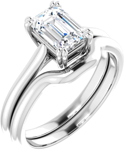 Sužadėtuvių Žiedas „Double Claw-Prong Solitaire“ 950 Platinos Emerald 7mm x 5mm (6)