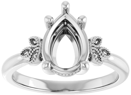 Sužadėtuvių Žiedas „Solitaire“ 14k white gold Pear 10mm x 7mm (3)