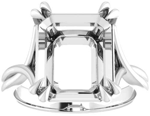 Sužadėtuvių Žiedas „Double Claw-Prong Solitaire Criss-Cross“ 10k white gold Emerald 12mm x 10mm (3)