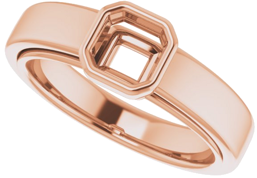 Sužadėtuvių Žiedas „Bezel-Set Solitaire“ 585 Rožinis Aukso Asscher 5mm (5)