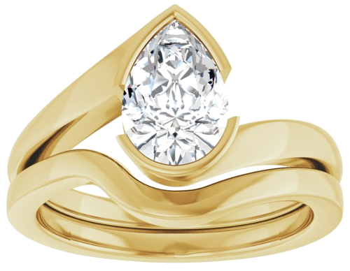 Sužadėtuvių Žiedas „Half-Bezel Solitaire“ 14k yellow gold Pear 9mm x 6mm (8)