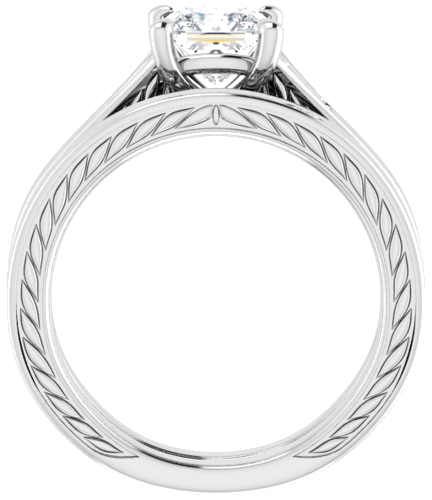 Sužadėtuvių Žiedas „Solitaire Scroll“ 14k white gold Square 5.5mm (7)