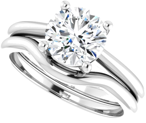 Sužadėtuvių Žiedas „Solitaire“ 14k white gold Round 7.4mm (10)