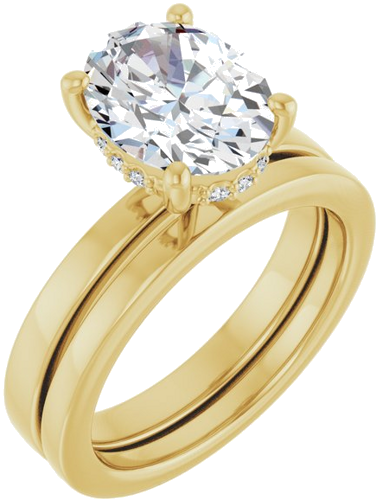 Sužadėtuvių Žiedas „Hidden Halo-Style“ 14k yellow gold Oval 10mm x 8mm (6)