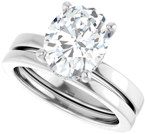 Sužadėtuvių Žiedas „Hidden Halo-Style“ 14k white gold Oval 10mm x 8mm (10)