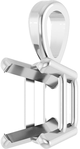 14K White 6x4.5 mm Emerald 4-Prong Pendant Mounting (2)