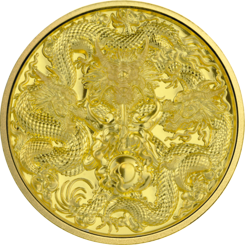 3 oz Три Дракона 2022 Чад 15 000 франков серебряная монета (2)