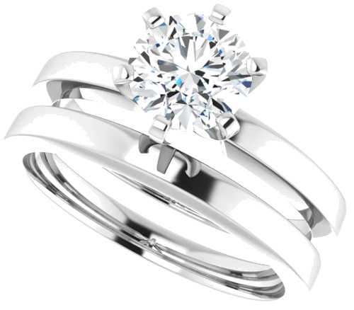 14K White 6.5 mm Round Solitaire Engagement Ring Mounting (10)