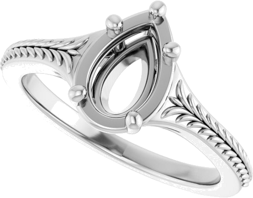 Sužadėtuvių Žiedas „Solitaire“ 14k white gold Pear 8mm x 5mm (5)