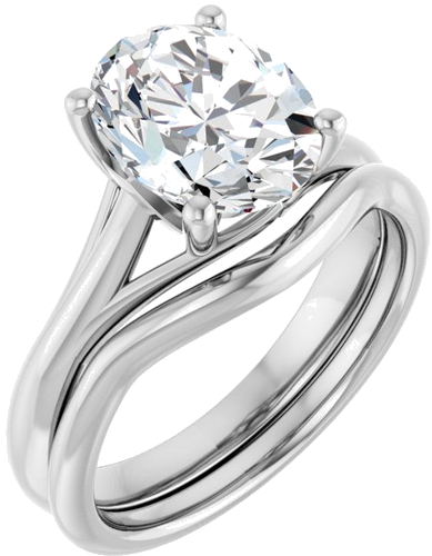 Sužadėtuvių Žiedas „Solitaire“ 14k white gold Oval 10mm x 8mm (6)