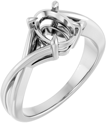Sužadėtuvių Žiedas „Claw-Prong Solitaire“ 14k white gold Oval 8mm x 6mm (1)