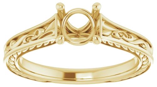 14K Yellow  6 mm Round Solitaire Engagement Ring Mounting (3)