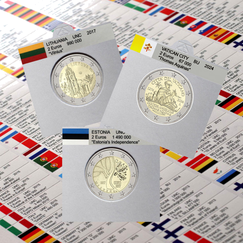 Флажки-наклейки для монет 2 евро в холдерах 2004 - 2024 (1)