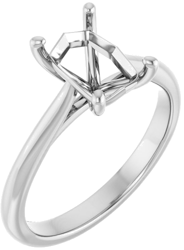 14K White 8x6 mm Emerald Solitaire Engagement Ring Mounting (1)