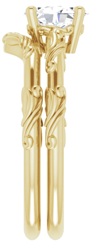 Sužadėtuvių Žiedas „Solitaire Scroll“ 585 Geltonojo Aukso Oval 7mm x 5mm (9)