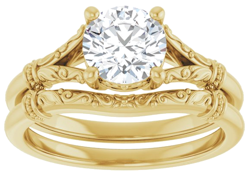 14K Yellow 6.5 mm Round Solitaire Engagement Ring Mounting (8)