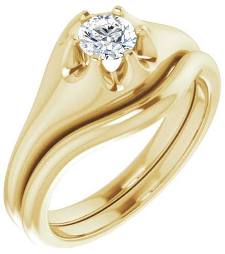 Sužadėtuvių Žiedas „Solitaire Belcher“ 14k yellow gold Round 4.4mm (6)