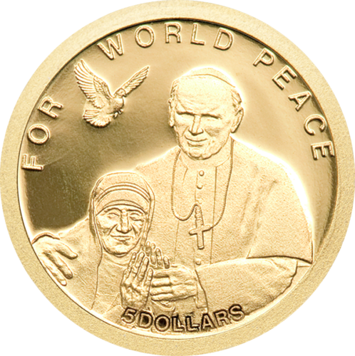 2010 Motina Teresė 5 dolerių Saliamono salos auksinė moneta (1)