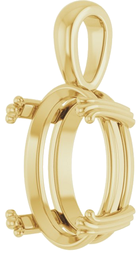 Pakabukas „Decorative Prong Solitaire“ 14k yellow gold Oval 16mm x 12mm (2)
