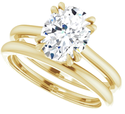 Sužadėtuvių Žiedas „Solitaire“ 585 Geltonojo Aukso Oval 9mm x 7mm (10)