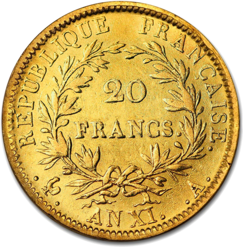 20 Franks Napoleon Bonaparte (1802-1803) French Empire (2)